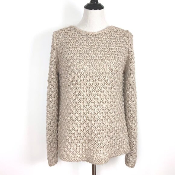 Anthropologie Elsamanda Open Knit Begie Sweater Italy Sz M - Picture 3 of 16